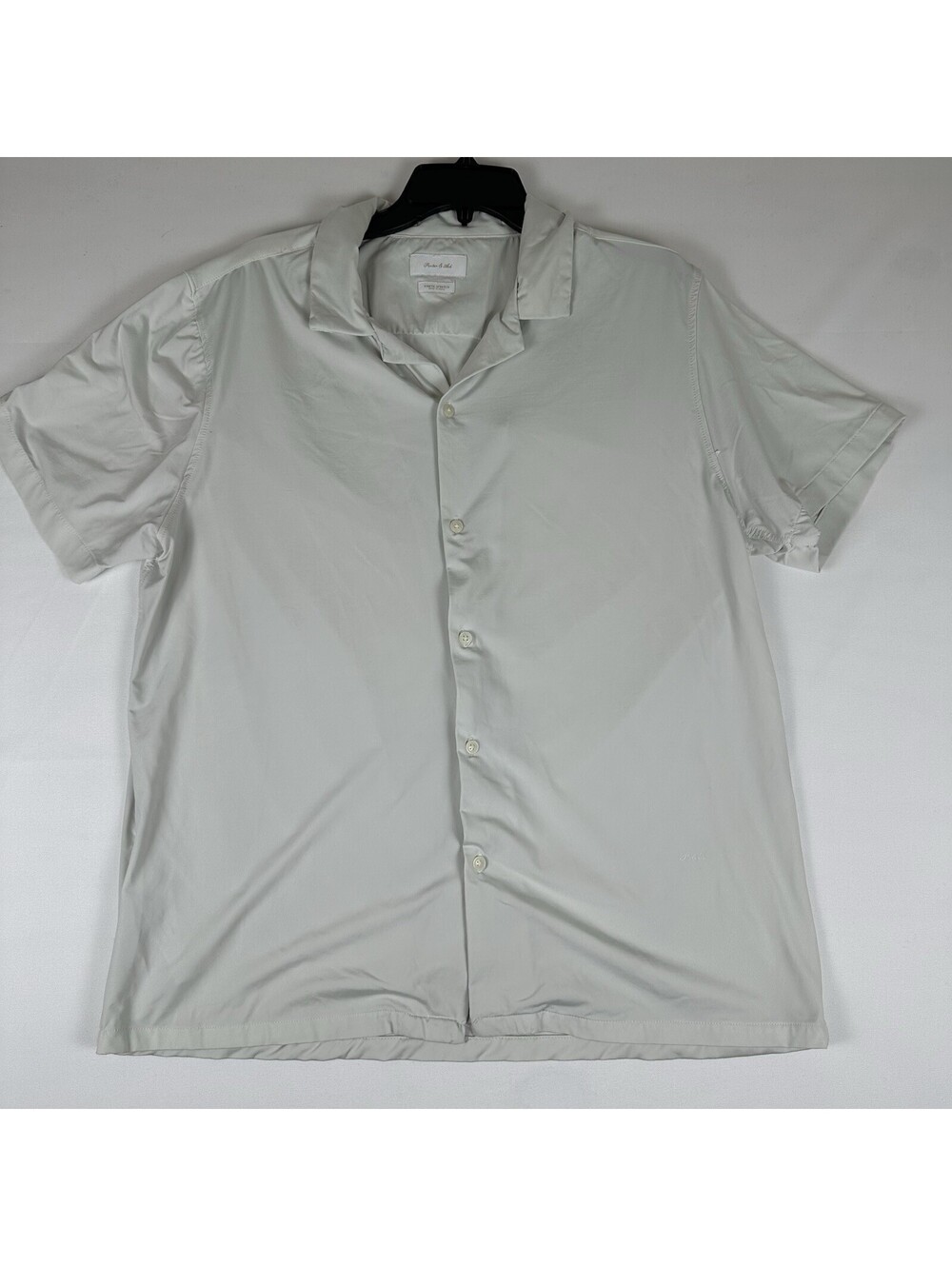 Porter Ash Mens XL Sage Gray Camp Collar Shirt Kinetic Stretch Button Up Short